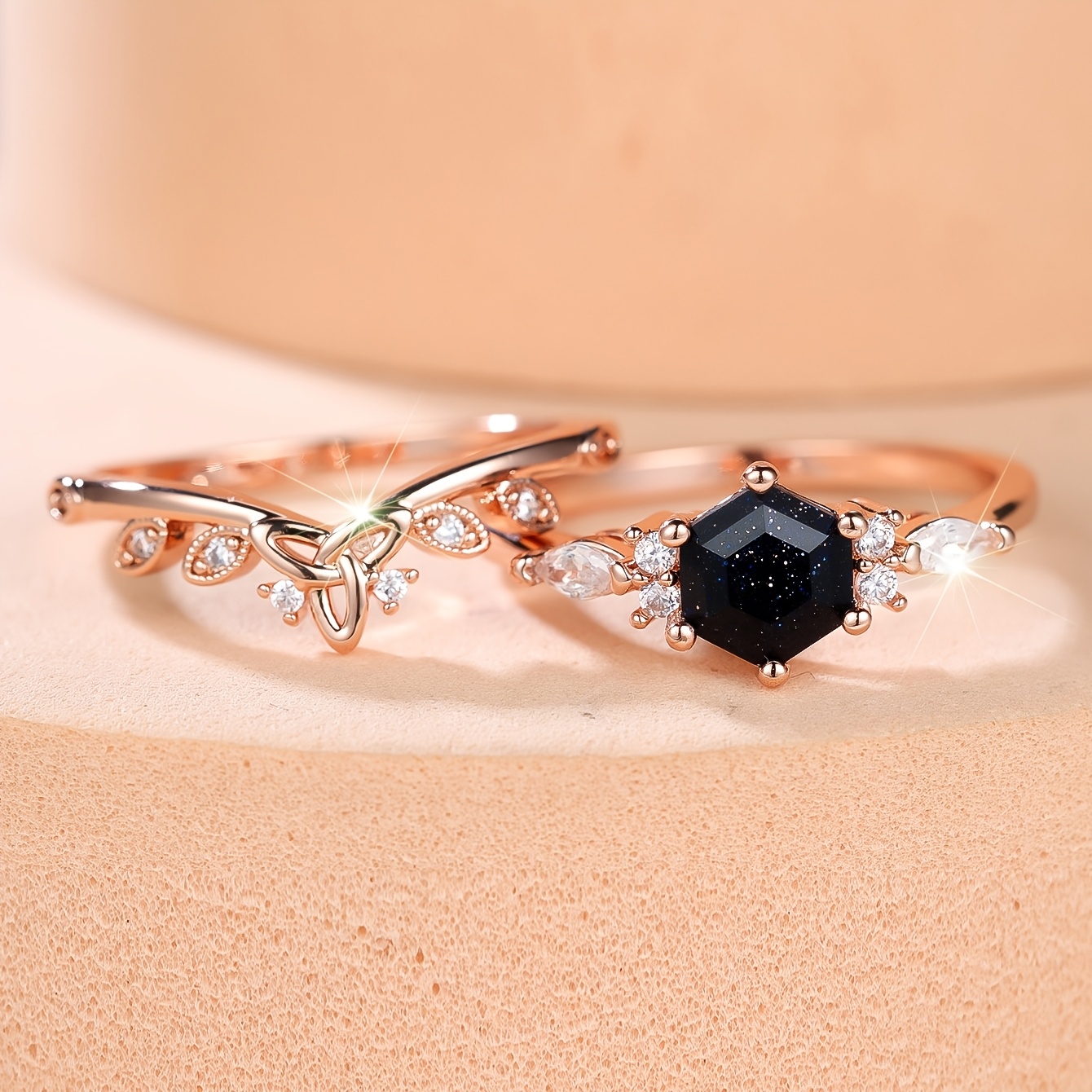 2pcs Vintage Double-Layer Stackable Rings Set